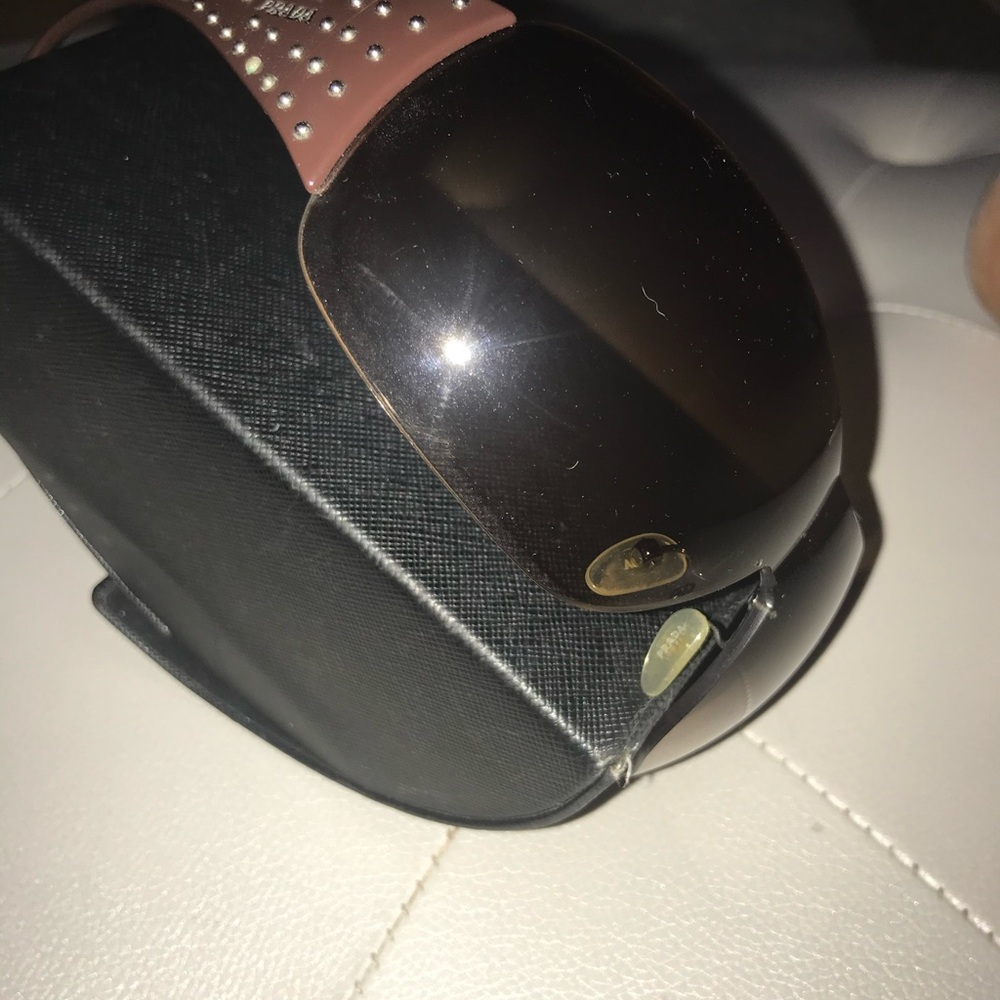 PRADA SPR 29L Brown Studded Oversized Sunglasses 120mm w/Case - Picture 14 of 16